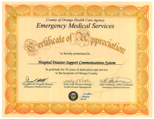 Certificate from OC-EMS