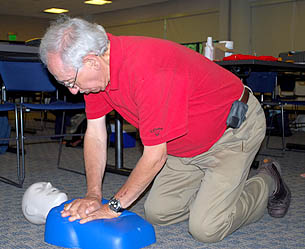 Jack Woolf KF6YQQ practices CPR