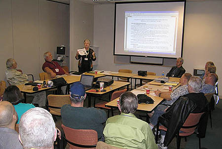 Plans for an upcoming drill are discussed at a HDSCS member meeting
